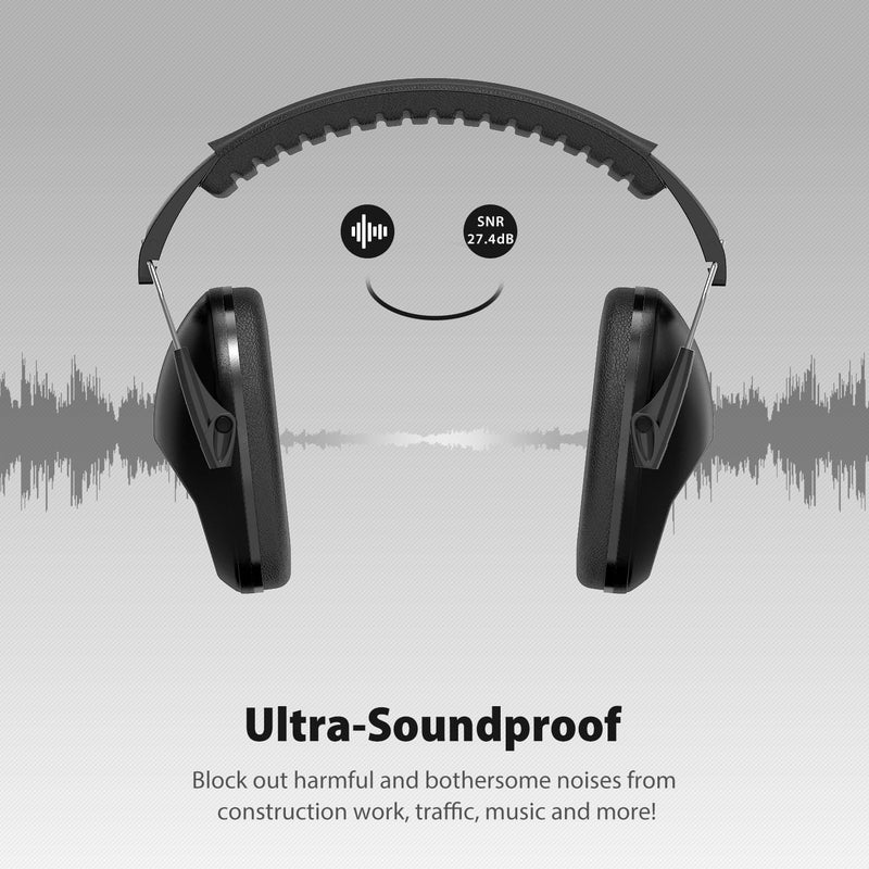 Dr.Meter Ear Muffs for Noise Reduction: EM100 27.4 NRR Kids Noise Cancelling Headphones with Adjustable Headband - Kids Ear Protection for Monster Truck Derby Firework - 2 Packs, Black & Red - Image 5